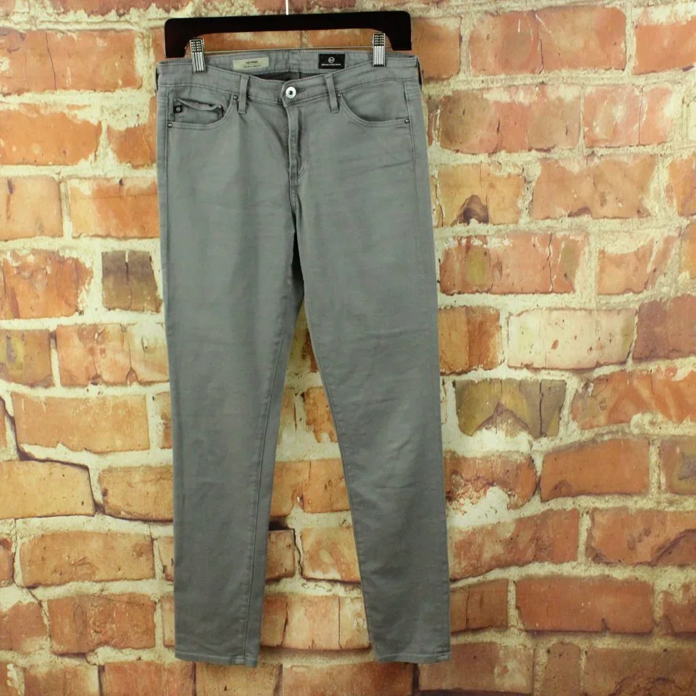 AG Jeans Prima Cigarette Skinny Womens 28R Gray Stretch Sateen $188 Designer EUC